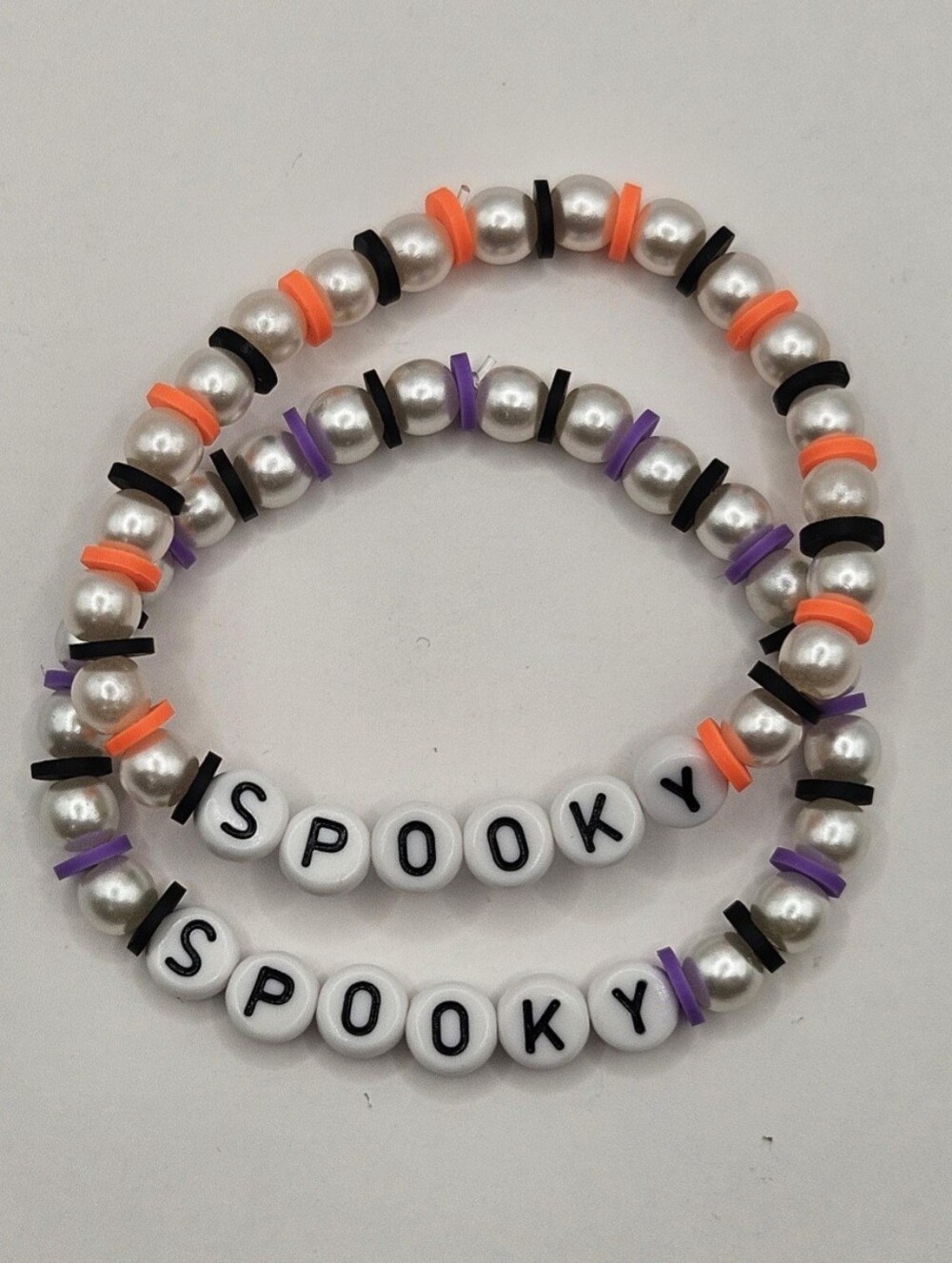 'Spooky' Halloween-Inspired Handmade Beaded Clay Bracelets Set Of 2